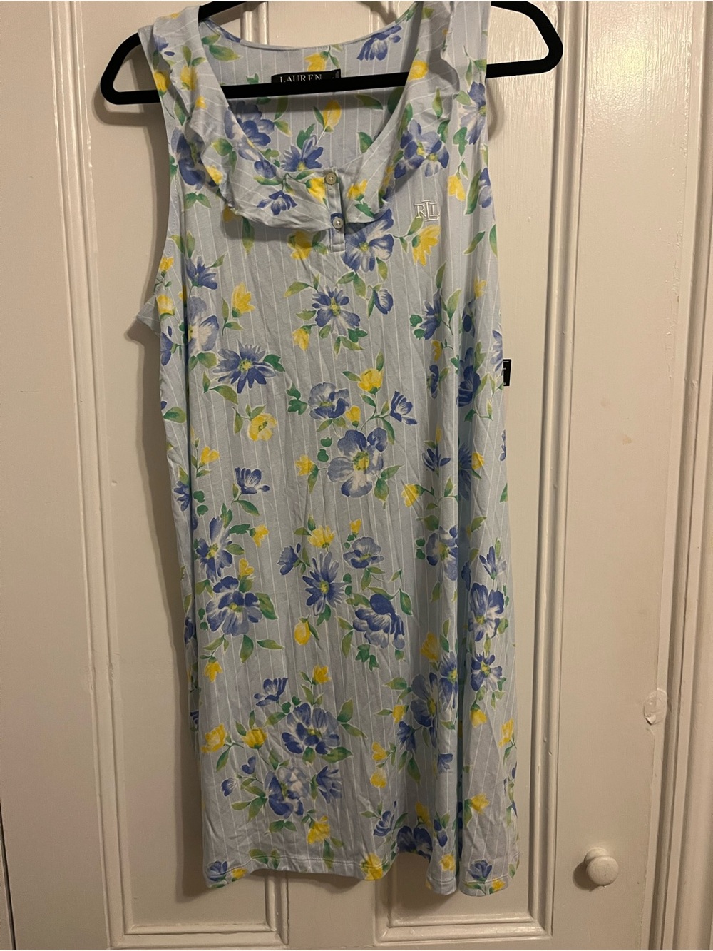 NWT Ralph Lauren Light Blue Floral Sleeveless Nightgown